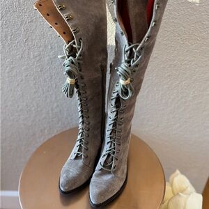 Jeffrey Campbell Gray Lace-Up Boots